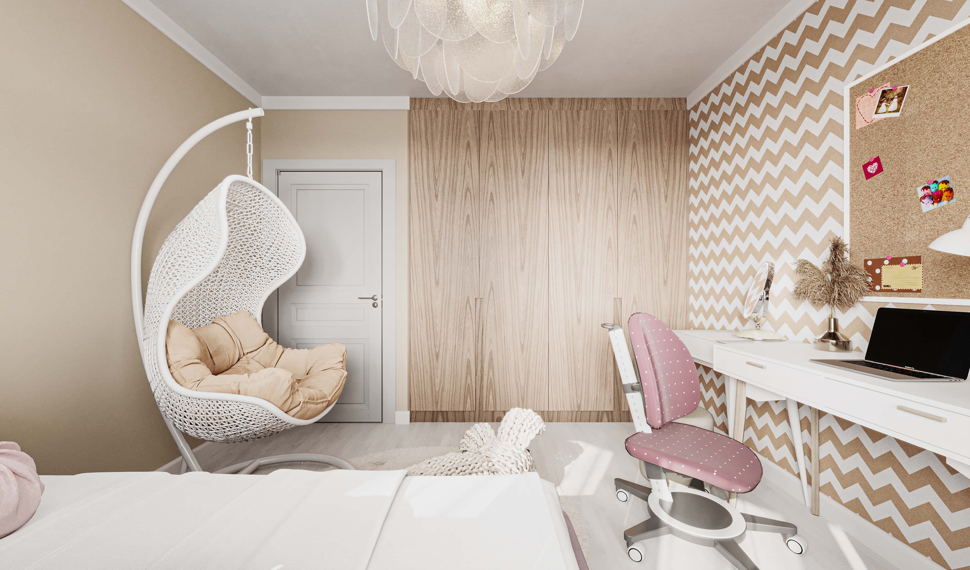 Фотография дизайна интерьера "ул. Ивовая", площадь 74.9 м², современный стиль с яркими акцентами'