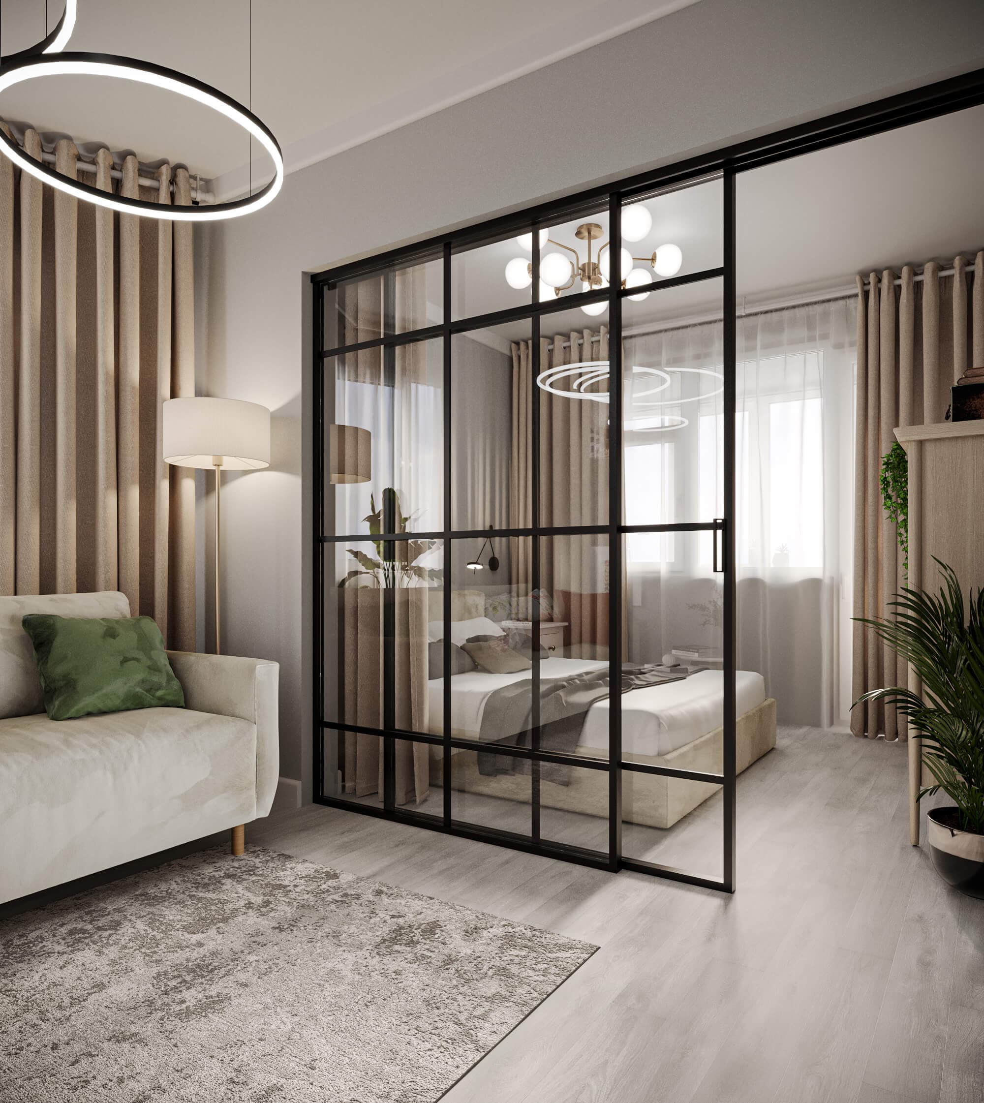 Фотография дизайна интерьера "ул. Ивовая", площадь 74.9 м², современный стиль с яркими акцентами'